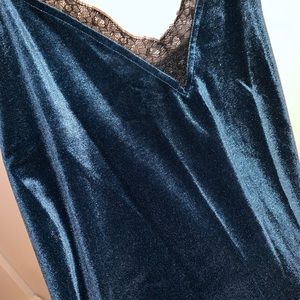 French Connection Velvet Turquoise and Lace Top